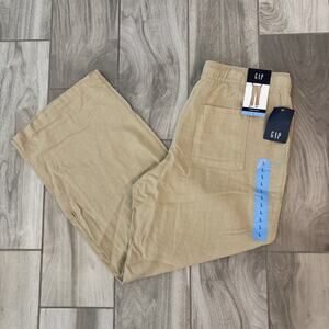 Gap Easy Wide Leg Linen Pants Sz Large Womens Cream Pull On New NWT